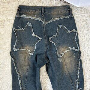 Romwe Star Bottom Bell Bottom Flare Jeans XS Distressed